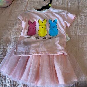 Easter peeps toddler girls graphic tee and tutu skirt set 2 pcs size 3T